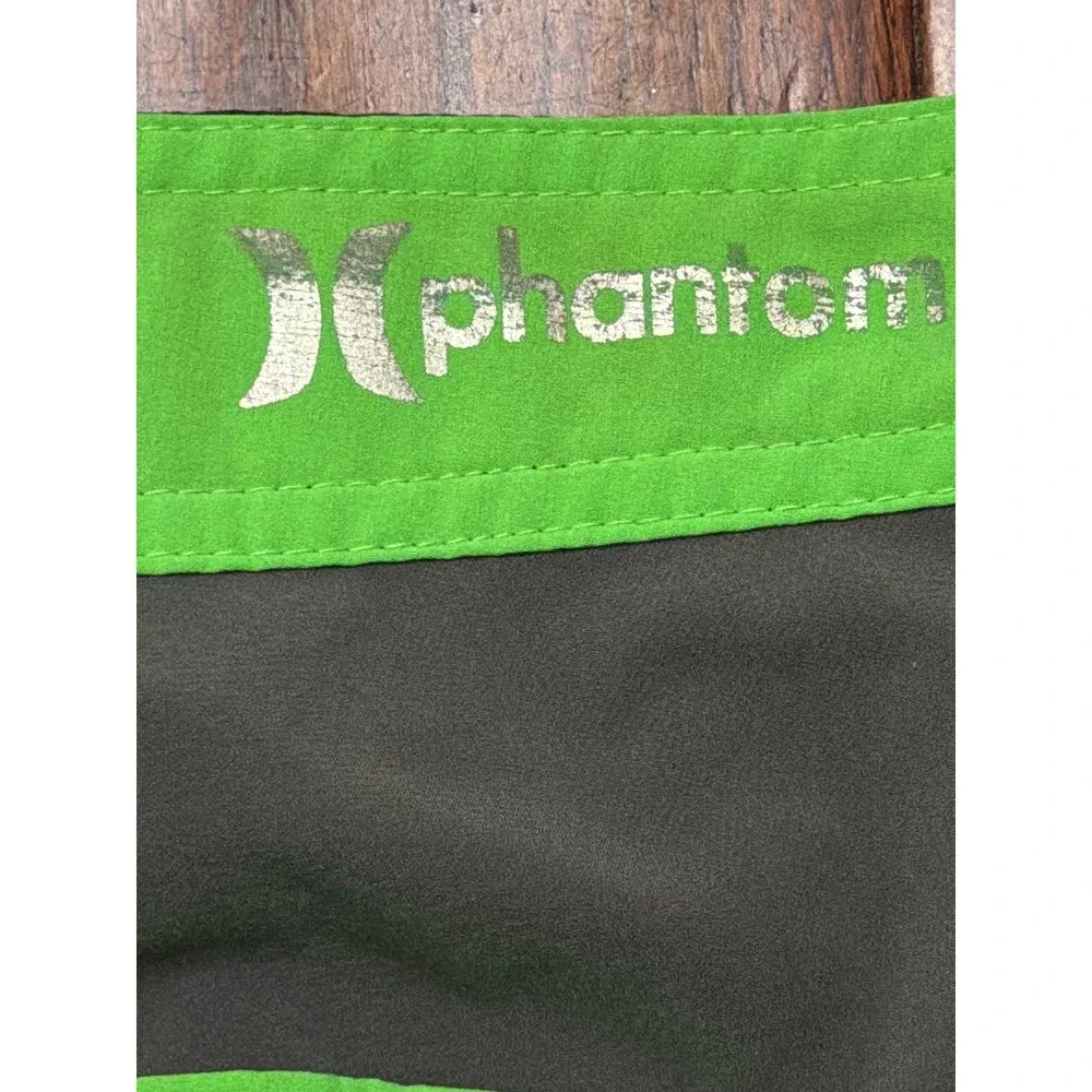 Hurley Board Shorts Mens 42 Grey Neon Green Striped Swim Trunks Surf‎ Shorts